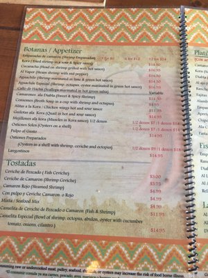 Menu photo 5 Seafood Islitas de Nayarit North Highlands, CA
