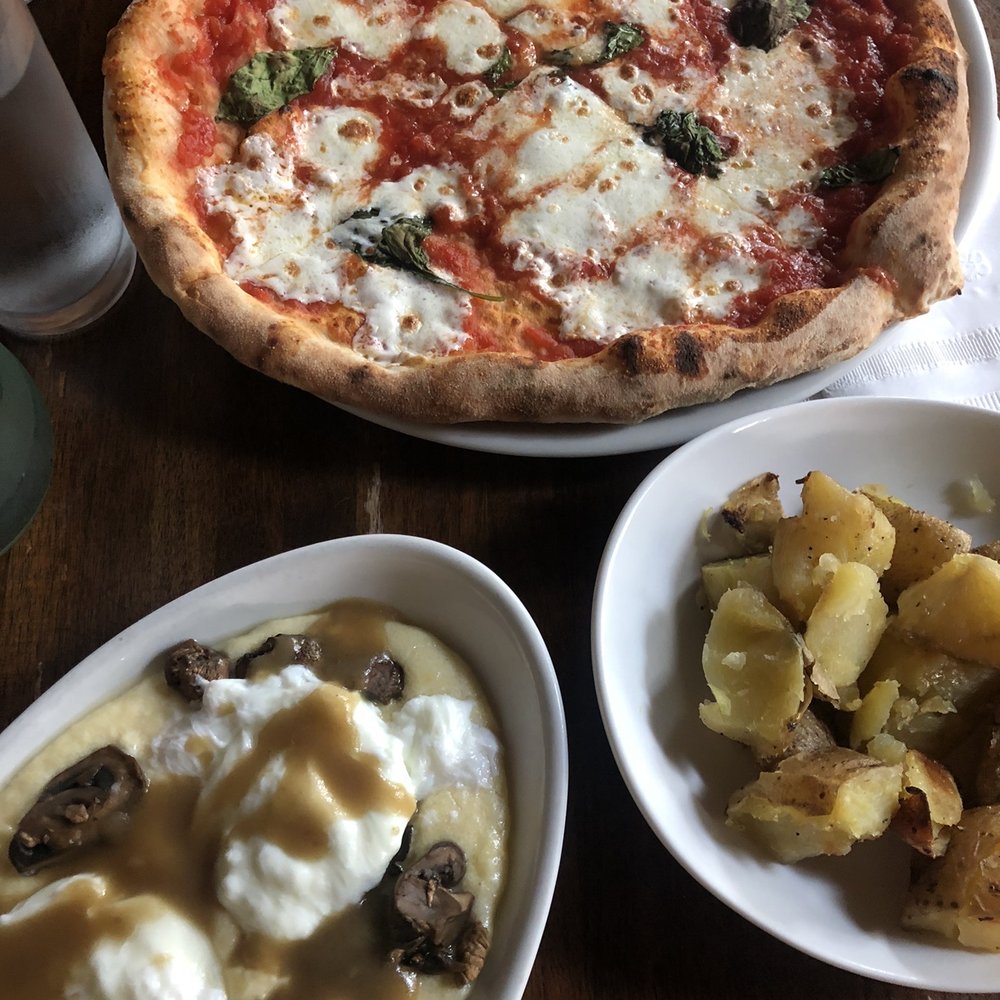 Verde - Polenta with funghi and poached eggs, roasted potatoes, margherita pizza - Pizza Near Me - Baltimore, Maryland Verde - Polenta with funghi and poached eggs, roasted potatoes, margherita pizza - Pizza Near Me - Baltimore, Maryland