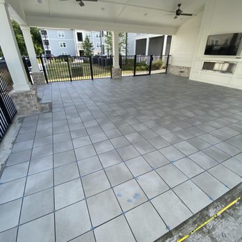 Tile Yoda - Outdoor poolside patio tile floor. - Tiling Near Me - Greenville, South Carolina Tile Yoda - Outdoor poolside patio tile floor. - Tiling Near Me - Greenville, South Carolina