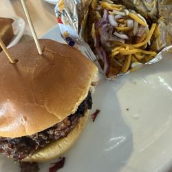 Brisket sandwich with Fritos pie