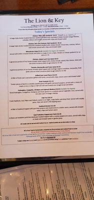 Menu photo 1 The Lion and Key Hull, KHL