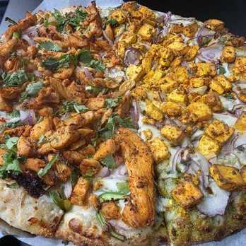 Curry Pizza House Milpitas - Large half chicken tikka and paneer - Pizza Near Me - Milpitas, California