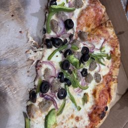 My sausage pizza. Sausage had great flavor just wish there was more of it!