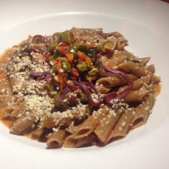 Mangia Qui - Whole wheat penne pasta with Gorgonzola, mushrooms, air cured filet, roasted tomato cream sauce. - Italian Near Me - Harrisburg, Pennsylvania Mangia Qui - Whole wheat penne pasta with Gorgonzola, mushrooms, air cured filet, roasted tomato cream sauce. - Italian Near Me - Harrisburg, Pennsylvania