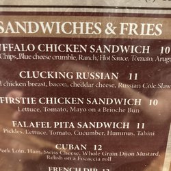 First Class Club - Sandwich menu