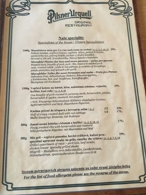 Menu photo 2 U Mansfelda Plzen, PL