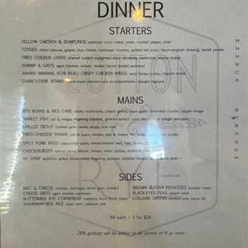 Cotton & Rye - Menu as of 22 May 2024 - New American Near Me - Savannah, Georgia