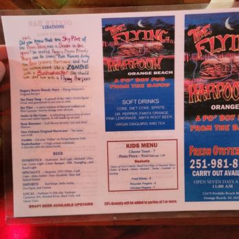 The Flying Harpoon 2 - menu 1 - Seafood Near Me - Orange Beach, Alabama