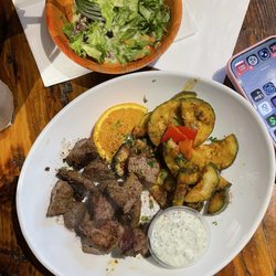 Crave Mediterranean Cafe - Lamb Bowl minus rice, salad substitute.