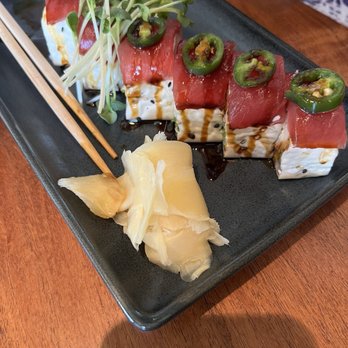 Buck & Rider - Yuzu Crab roll topped with Tuna! - Seafood Near Me - Phoenix, Arizona Buck & Rider - Yuzu Crab roll topped with Tuna! - Seafood Near Me - Phoenix, Arizona