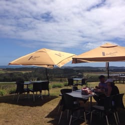 Karikari Estate - Seating up on the hill, views across the vinyard