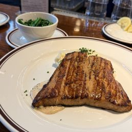 Short Smoked Salmon Filet and a side of spinach