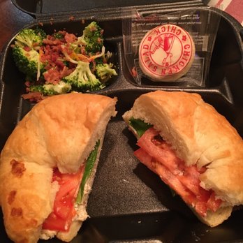 Chicken Salad Chick - Sassy Scotty Sandwich on Croissant roll with a side of Broccoli salad - Southern Near Me - Oviedo, Florida Chicken Salad Chick - Sassy Scotty Sandwich on Croissant roll with a side of Broccoli salad - Southern Near Me - Oviedo, Florida
