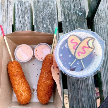 STIX - Combodog and Cheese Corndog, both with spicy mayo. Organic Iced Black Tea, no sugar. - Hot Dogs Near Me - San Francisco, California STIX - Combodog and Cheese Corndog, both with spicy mayo. Organic Iced Black Tea, no sugar. - Hot Dogs Near Me - San Francisco, California