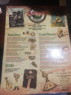 Menu photo 8 Anna's Mexican Restaurant Lubbock, TX