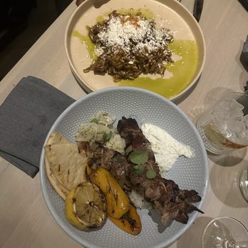 Ithaki Estiatorio - Pork Souvlaki Bowl and braised lamb orzo pasta - Greek Near Me - Chicago, Illinois