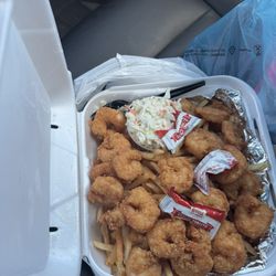 The River Market - The shrimp basket with some tasty cub salad and of course fries.