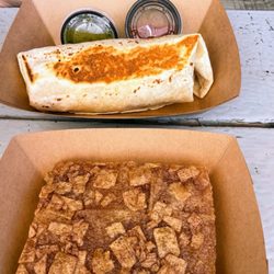 Daps Breakfast & Imbibe - The Breakfast Burrito Cinnamon Toast Crunch Sticky Bun
