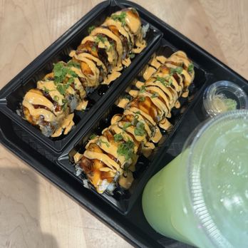 Sushi Bae - The Town sushi rolls & Honey Dew Melon drink - Japanese Near Me - Oakland, California