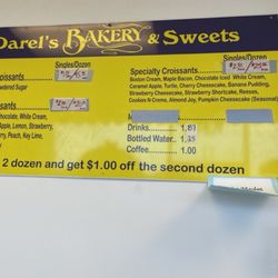 Darels Bakery - The menu is straightforward and croissants range from glazed to specialty.