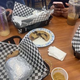 Big foot burrito and chocolate chip cookie Big foot burrito and chocolate chip cookie