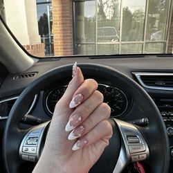 Galaxy Nails - French tip with pearl nails