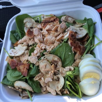 Twiggs Coffee Company - Spinach salad with shredded cold salmon "fillet" *really gross* - Coffee & Tea Near Me - North Bay, Ontario Twiggs Coffee Company - Spinach salad with shredded cold salmon "fillet" *really gross* - Coffee & Tea Near Me - North Bay, Ontario
