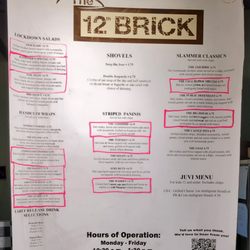 12th Brick Grille - Menu - only items highlighted in pink are available to order.