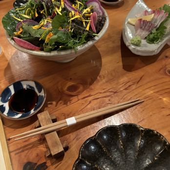 Izakaya Gama - Yuzu salad, Amberjack sashimi - Izakaya Near Me - Point Arena, California
