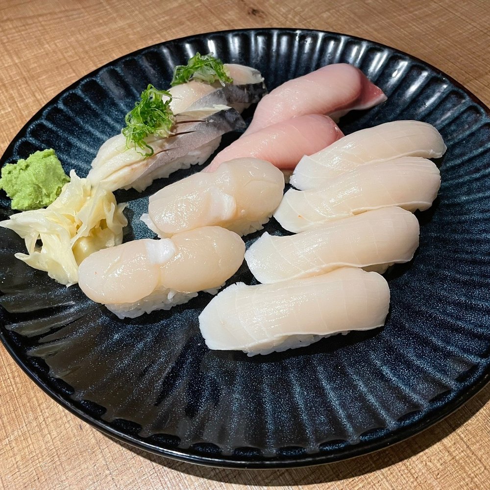 Shiro - 2x Saba ($3.25), 2x hamachi ($4.50), 4x butter fish ($3.75) and 2x hotate ($4.25) - Japanese Near Me - Vancouver, British Columbia Shiro - 2x Saba ($3.25), 2x hamachi ($4.50), 4x butter fish ($3.75) and 2x hotate ($4.25) - Japanese Near Me - Vancouver, British Columbia