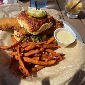 Dockers Fish House - My husband's fish sandwich. It was huge! - Sushi Bars Near Me - Muskegon, Michigan Dockers Fish House - My husband's fish sandwich. It was huge! - Sushi Bars Near Me - Muskegon, Michigan