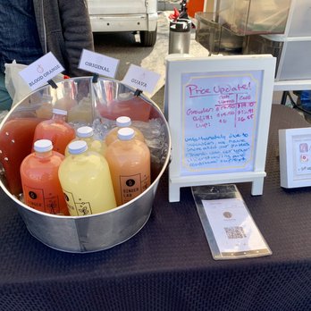Mountain View Farmers’ Market - Guava ginger beer is tart and good ginger flavor. I like their refill plan--dollars off if you bring the jug back to refill - Farmers Market Near Me - Mountain View, California