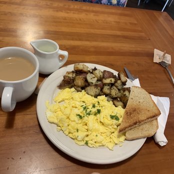 Morning Glory Café - Morning Medley with an extra egg. Coffee on the side. - Vegetarian Near Me - Eugene, Oregon