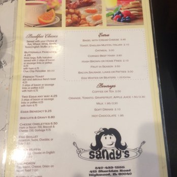 Sandy's Restaurant - Breakfast menu - Breakfast & Brunch Near Me - Highwood, Illinois