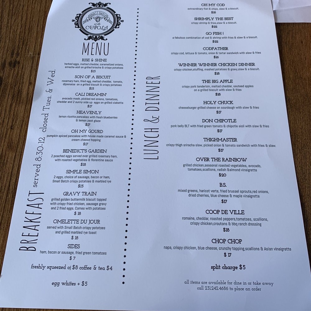 Small Batch At The Cupola - Menu - Breakfast & Brunch Near Me - Harbor Springs, Michigan Small Batch At The Cupola - Menu - Breakfast & Brunch Near Me - Harbor Springs, Michigan
