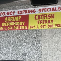 Po-Boy Express - Alexandria - Outside special sign.