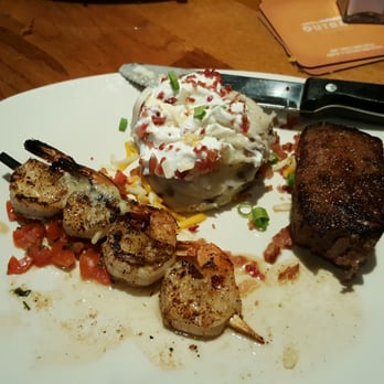 Outback Steakhouse - Rare sirloin, grilled shrimp and loaded mashed potatos - Steakhouses Near Me - Westminster, California Outback Steakhouse - Rare sirloin, grilled shrimp and loaded mashed potatos - Steakhouses Near Me - Westminster, California