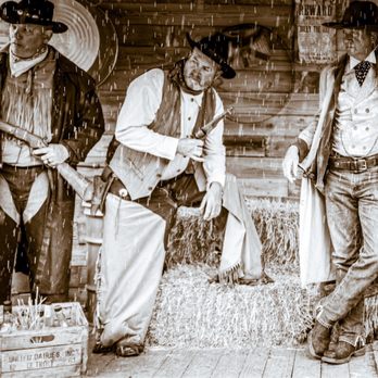 Doc Ike's Old Time Photos - These three tough cowboys look like they can handle a little snowfall at Doc Ike's Old Time Photo. - Session Photography Near Me - Gatlinburg, Tennessee Doc Ike's Old Time Photos - These three tough cowboys look like they can handle a little snowfall at Doc Ike's Old Time Photo. - Session Photography Near Me - Gatlinburg, Tennessee