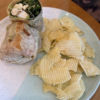 Bluestone Lane Manhattan Beach Café - Spiced chicken wrap - not spicy at all but hubby liked it - Coffee & Tea Near Me - Manhattan Beach, California