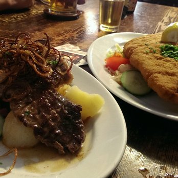 Hospoda Na Louži - Sirloin and fried pork stuffed with ham and cheese with vegie side dish - Pubs Near Me - Cesky Krumlov, JC