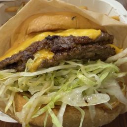 Double smash burger with fries
