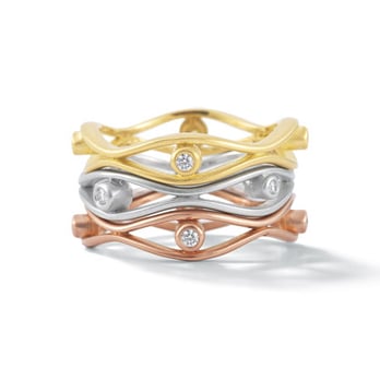 Mia Gemma - Stack rings, 18k white, yellow and rose gold, diamonds - Jewelry Near Me - Washington, DC, District of Columbia