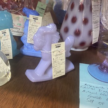 Redlands Galleria - Pink vintage glass rocking horse - Antiques Near Me - Redlands, California Redlands Galleria - Pink vintage glass rocking horse - Antiques Near Me - Redlands, California