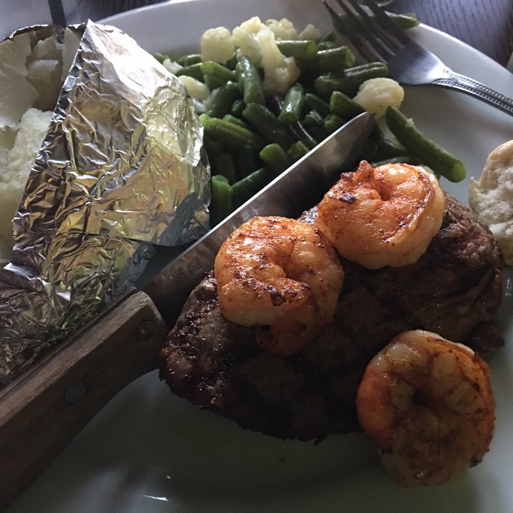 The HideAway Restaurant & Bar - Sirloin with some shrimp on top. - Steakhouses Near Me - Battle Mountain, Nevada The HideAway Restaurant & Bar - Sirloin with some shrimp on top. - Steakhouses Near Me - Battle Mountain, Nevada