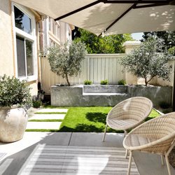 Sod Guys Southern California - Custom concrete bench planter and steps, new concrete pad, artificial turf (94 oz)