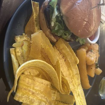 Havana - Burger with plantain chips. Good but nothing special - Cuban Near Me - Walnut Creek, California