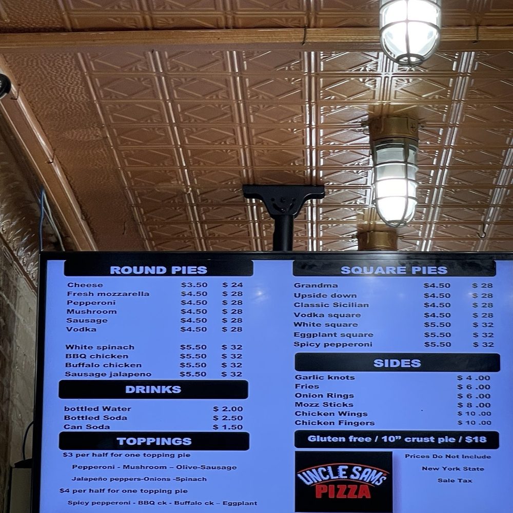 Uncle Sam's Pizza - Menu - Pizza Near Me - New York, New York Uncle Sam's Pizza - Menu - Pizza Near Me - New York, New York
