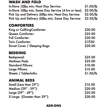 SoCal Wash and Fold - Van Nuys - Price List for Wash and Fold services - Laundromat Near Me - Van Nuys, California SoCal Wash and Fold - Van Nuys - Price List for Wash and Fold services - Laundromat Near Me - Van Nuys, California