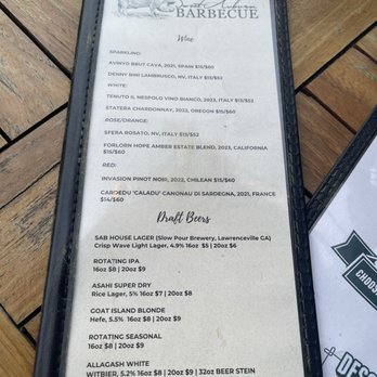 Sweet Auburn BBQ - Wine/Beer menu - Barbeque Near Me - Atlanta, Georgia
