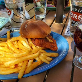 Big River Grill - Cajun chicken sandwich w huckleberry cider - American Near Me - Stevenson, Washington Big River Grill - Cajun chicken sandwich w huckleberry cider - American Near Me - Stevenson, Washington